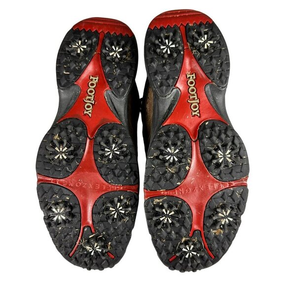 FootJoy Golf Shoes‎ Mens Brown White Saddle Oxford DryJoys Spikes Size 9.5 - Picture 11 of 12